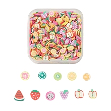 Arricraft 24G Handmade Polymer Clay Nail Art Decoration, Fashion Nail Care, No Hole, Fruit, Mixed Color, 3.5~9x3.5~8x0.1~3mm