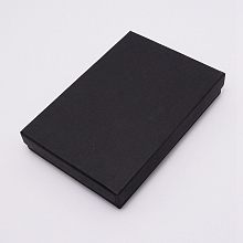 Kraft Paper Box, Jewelry Box, Rectangle, Black, 18.3x13.05x3.1cm, Inner Size: 17.6x12.15cm