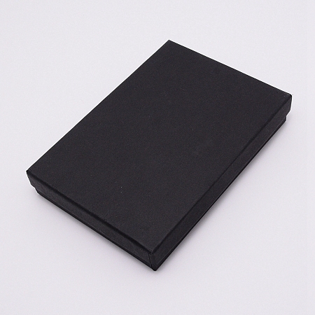 Kraft Paper Box, Jewelry Box, Rectangle, Black, 18.3x13.05x3.1cm, Inner Size: 17.6x12.15cm