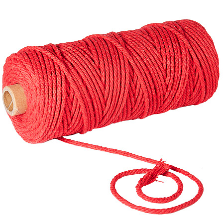 Gorgecraft Cotton String Threads, Decorative String Threads, for DIY Crafts, Gift Wrapping and Jewelry Making, Red, 2mm, about 100m/roll(110yards/roll)