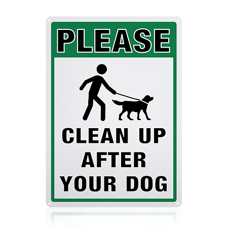 Globleland UV Protected & Waterproof Aluminum Warning Signs,  inchesPlease Clean Up After Your Dog inches Signs, Green, 350x250x1mm, Hole: 4mm