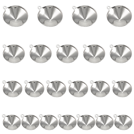 Unicraftale 304 Stainless Steel Pendant Rhinestone Settings, Cone, Stainless Steel Color, 11~17x8.5~14.5x3~5.5mm, Hole: 1mm; 120pcs/box