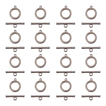 SUPERFINDINGS CCB Plastic Toggle Clasps, Ring, Gunmetal, Ring: 25.5x21.5x3mm, Hole: 2mm; Bar: 35x9x3.5mm, Hole: 3.5mm; 100sets/box