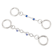 Arricraft 1 Set Alloy Enamel Evil Eye Links Bag Strap Extenders, with Crystal Rhinestone and Alloy Swivel Clasps, Infinity & Eye, Platinum, 12.5~13.9cm, 2pcs/set