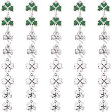 SUNNYCLUE Alloy Pendants, Clover, Antique Silver, 40pcs/box