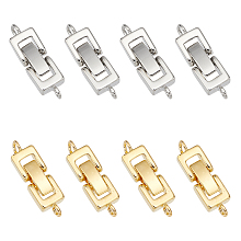 Brass Fold Over Clasps, 1-Hole, Cadmium Free & Lead Free, Mixed Color, 24x7x4mm, Hole: 1mm, 2colors, 6sets/color, 12pcs/box