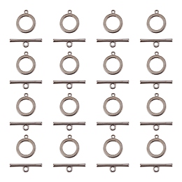 SUPERFINDINGS CCB Plastic Toggle Clasps, Ring, Gunmetal, Ring: 25.5x21.5x3mm, Hole: 2mm; Bar: 35x9x3.5mm, Hole: 3.5mm; 100sets/box