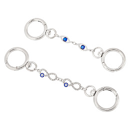 Arricraft 1 Set Alloy Enamel Evil Eye Links Bag Strap Extenders, with Crystal Rhinestone and Alloy Swivel Clasps, Infinity & Eye, Platinum, 12.5~13.9cm, 2pcs/set