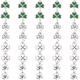 SUNNYCLUE Alloy Pendants, Clover, Antique Silver, 40pcs/box