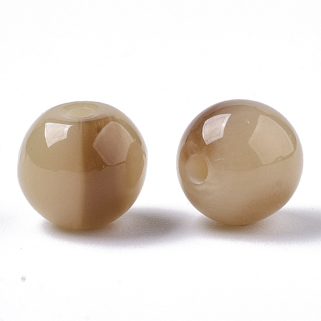 Honeyhandy Resin Beads, Imitation Gemstone, Round, Wheat, 8mm, Hole: 1.6mm