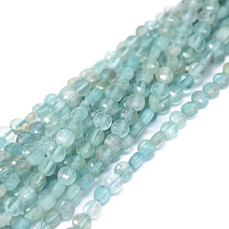 ARRICRAFT Natural Apatite Beads Strands, Faceted, Flat Round, 3.5x1.5~2mm, Hole: 0.6mm, about 116pcs/strand, 15.35~15.51 inches(39~39.4cm)