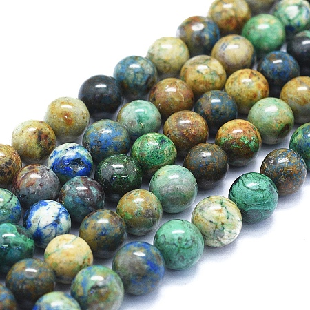 Arricraft Natural Chrysocolla Beads Strands, Round, 10mm, Hole: 1mm, about 39~40pcs/Strand, 15.35 inches(39cm)
