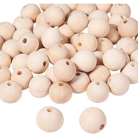 Arricraft 200 pcs 18mm (0.7 Inch) Natural Unfinished Wood Spacer Beads Round Ball Wooden Loose Beads for Bracelet Pendants Crafts DIY Jewelry Making, Hole 3.5mm
