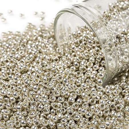 TOHO Round Seed Beads, Japanese Seed Beads, (558) Silver Metallic, 11/0, 2.2mm, Hole: 0.8mm, about 1110pcs/10g