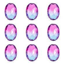 Olycraft Pointed Back K9 Glass Rhinestone Cabochons, Imitation Tourmaline, Faceted, Oval, Sapphire, 14x10x6mm, 24pcs/box