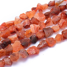 Arricraft Raw Rough Natural Carnelian/Red Agate Beads Strands, Dyed & Heated, Nuggets, 6~12x6~10x5~8mm, Hole: 0.7mm, about 48pcs/strand, 15.75 inches(40cm)