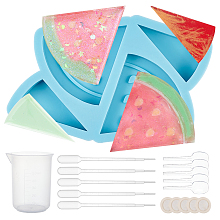 Olycraft DIY Watermelon Straw Topper Silicone Molds Kits, Food Grade Resin Casting Molds, For UV Resin, Epoxy Resin Jewelry Making, with Plastic Pipettes, Latex Finger Cots, Plastic Measuring Cup, Sky Blue, 73x103.5x12mm, Inner Size: 39.5x21.5mm and 49.5x50mm