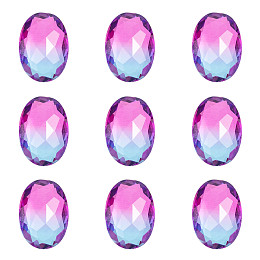 Olycraft Pointed Back K9 Glass Rhinestone Cabochons, Imitation Tourmaline, Faceted, Oval, Sapphire, 14x10x6mm, 24pcs/box