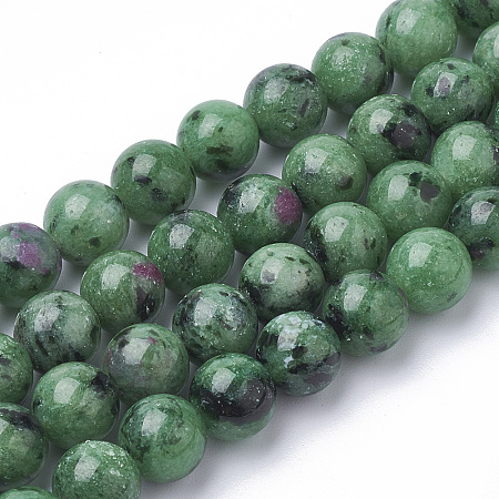 ARRICRAFT Natural Ruby in Zoisite Beads Strands, Round, 8mm, Hole: 1mm, about 50pcs/strand, 15.7 inches
