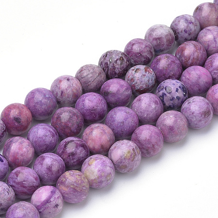 Arricraft Natural Crazy Agate Beads Strands, Dyed, Round, Medium Orchid, 8~8.5mm, Hole: 1mm, about 47pcs/strand, 15.5 inches