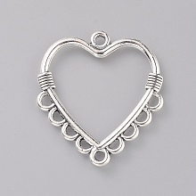 Honeyhandy Tibetan Style Zinc Alloy Chandelier Component Links, Heart, Antique Silver, 30x27x2mm, Hole: 1.8mm