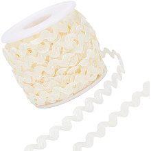 Gorgecraft Wave Bending Fringe Trim, Sewing Ribbon, with Plastic Empty Spools, Light Yellow,  3/16 inches~3/8 inch(5~8.5mm), about 25m/strand, 1strand