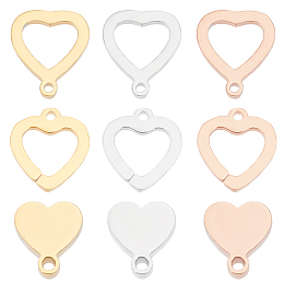 Unicraftale 304 Stainless Steel Stamping Blank Tag Charms, Manual Polishing, Heart, Mixed Color, 18pcs/box