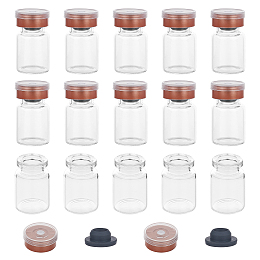 Olycraft Transparent Glass Headspace Vials, with Aluminum Flip Off Caps and Rubber Stoppers, Flat Bottom Lab Vial, Clear, 3.8x2.2cm; Capacity: 5ml; 50pcs/box