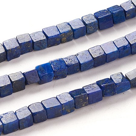 Arricraft Natural Lapis Lazuli Beads Strands, Cube, 4x4x4mm, Hole: 0.7mm, about 85pcs/Strand, 15.2 inches(38.5cm)