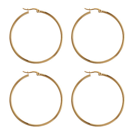 Unicraftale 201 Stainless Steel Hoop Earrings, Ring, Golden, 49.5x2mm, Pin: 1mm; 12pairs/box