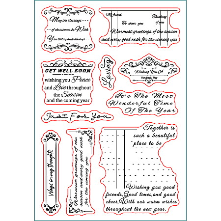 GLOBLELAND Retro Corner Heading Ending Blessing Words Silicone Clear Stamps for Card Making DIY Scrapbooking Photo Album Decorative Paper Craft,6.3x4.3Inch