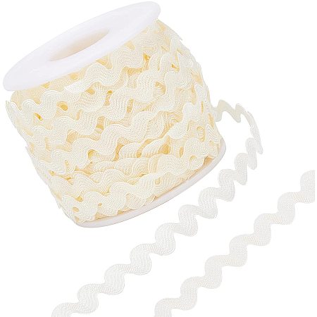 Gorgecraft Wave Bending Fringe Trim, Sewing Ribbon, with Plastic Empty Spools, Light Yellow,  3/16 inches~3/8 inch(5~8.5mm), about 25m/strand, 1strand