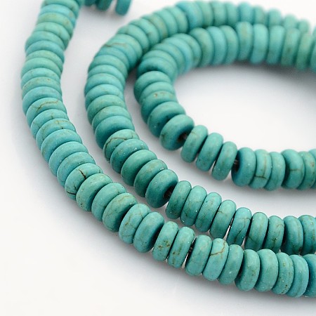 Arricraft Synthetic Turquoise Beads Strands, Heishi Beads, Flat Round/Disc, Turquoise, 6x2.5mm, Hole: 1mm, about 168pcs/strand, 16.5 inches