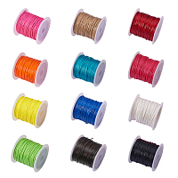 PandaHall Elite 12 Rolls 1mm Waxed Cotton Cord Thread Beading String 10.9 Yards per Roll Spool 12 Colors Jewelry Making Macrame Supplies