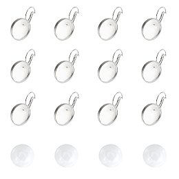 Unicraftale DIY Earring Making Kits, with 304 Stainless Steel Leverback Earring Findings and Transparent Glass Cabochons, Stainless Steel Color, Earring Findings: 28x18mm, Pin: 0.8mm, 30pcs/box