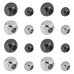 Unicraftale 304 Stainless Steel Beads, Cube, Gunmetal & Stainless Steel Color, 4x4x4mm, hole: 2.5mm, 6x6x6mm, hole: 3mm; 40pcs/box