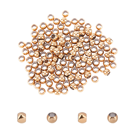 Unicraftale 304 Stainless Steel Spacer Beads, Round, Golden, 3x2mm, Hole: 1.6mm, 300pcs/box