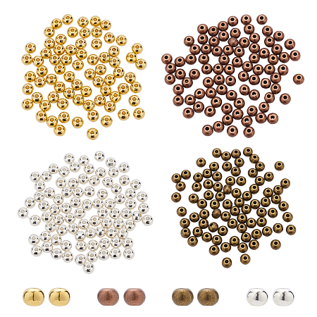 SUPERFINDINGS Tibetan Style Alloy Spacer Beads, Lead Free & Cadmium Free, Round, Mixed Color, 5x5x4mm, Hole: 1.5mm, 4 colors, 100pcs/color, 400pcs/box