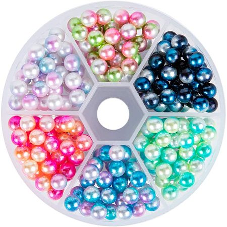 PandaHall Elite About 250 Pieces 6 Color 6mm No Holes/Undrilled Imitated Pearl Beads for Vase Fillers, Wedding, Party, Home Decoration