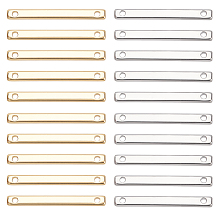 Brass Links Connectors, Nickel Free, Rectangle, Mixed Color, 20x2x1mm, Hole: 1mm, 2 colors, 20pcs/color, 40pcs/box