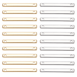 Brass Links Connectors, Nickel Free, Rectangle, Mixed Color, 20x2x1mm, Hole: 1mm, 2 colors, 20pcs/color, 40pcs/box