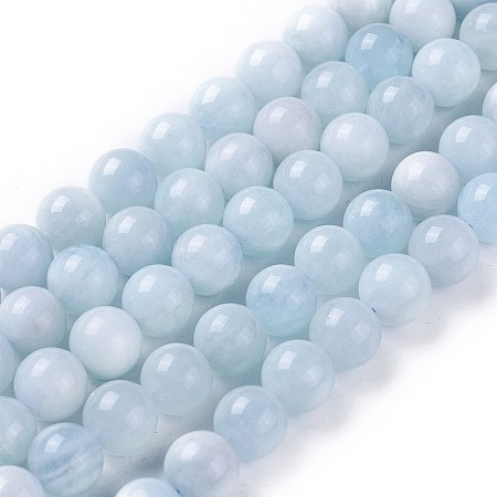 ARRICRAFT Natural Aquamarine Beads Strands, Round, 10mm, Hole: 1mm, about 40~41pcs/strand, 15.9 inches~16.5 inches(40.5~42cm)
