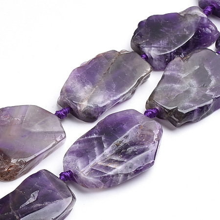 Arricraft Natural Amethyst Beads Strands, Flat Slab Beads, Nuggets, 28~60x15~42x6~8mm, Hole: 3mm, about 8~12pcs/strand, 16.3 inches