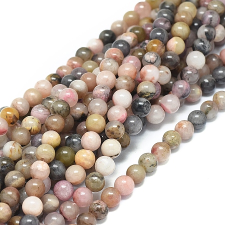 ARRICRAFT Natural Rhodonite Beads Strands, Round, 6mm, Hole: 1mm, about 62pcs/strand, 15.16 inches(38.5cm)