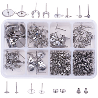 SUNNYCLUE Stainless Steel Stud Earring Findings and Ear Nuts, Stainless Steel Color, 110x70x30mm