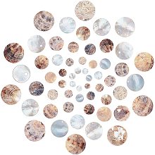 SUNNYCLUE Natural Akoya Shell Pendants, Mother of Pearl Shell Pendants, Flat Round, Mixed Color, 9~35x1~5mm, Hole: 1.4~1.6mm, 60pcs/box