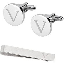 GORGECRAFT Brass Cuff Button, Cufflink Findings for Apparel Accessories, with Clip & Letter, Silver, Letter.V, 20x18x17mm, 1set/box