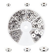 Unicraftale 304 Stainless Steel Beads, Flat Round, Stainless Steel Color, 4~10x2mm, Hole: 1~2mm; 200pcs/box