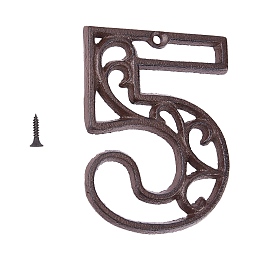 GORGECRAFT Iron Home Address Number, with Screw, Number, Num.5, 114x86x6mm, Hole: 5mm