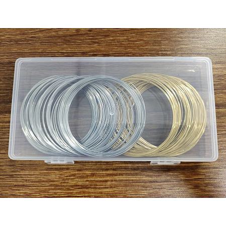 BENECREAT Memory Wire, Steel Wire, for Jewelry Making, Golden & Stainless Steel Color, 65mm; Wire: 0.5mm(24 Gauge), 2 colors, 100circles/color, 200circles/box